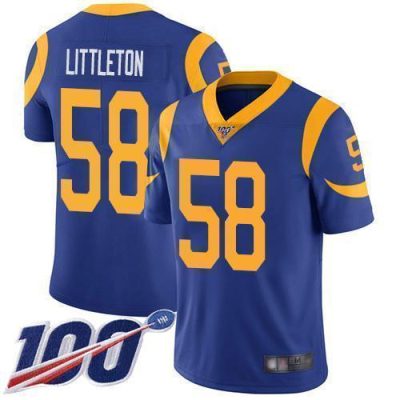 Nike Los Angeles Rams #58 Cory Littleton Royal Blue Alternate Stitched NFL 100th Season Vapor Limited Jersey