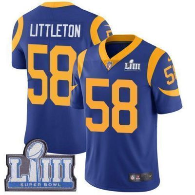 Nike Los Angeles Rams #58 Cory Littleton Royal Blue Alternate Super Bowl LIII Bound Stitched NFL Vapor Untouchable Limited Jersey