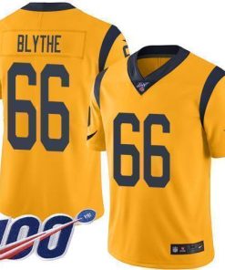 Nike Los Angeles Rams #66 Austin Blythe Gold Stitched NFL Limited Rush 100th Season Jersey