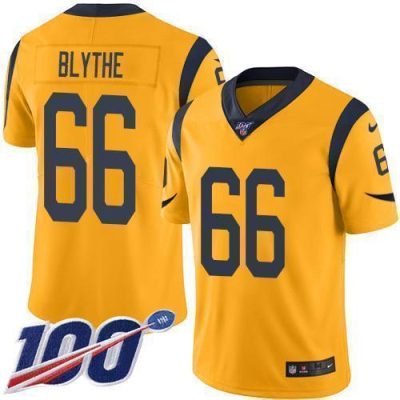 Nike Los Angeles Rams #66 Austin Blythe Gold Stitched NFL Limited Rush 100th Season Jersey