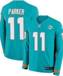 Nike Miami Dolphins #11 DeVante Parker Aqua Green Team Color Stitched NFL Limited Therma Long Sleeve Jersey
