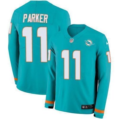 Nike Miami Dolphins #11 DeVante Parker Aqua Green Team Color Stitched NFL Limited Therma Long Sleeve Jersey