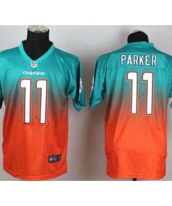 Nike Miami Dolphins #11 DeVante Parker Aqua Green/Orange Stitched NFL Elite Fadeaway Fashion Jersey