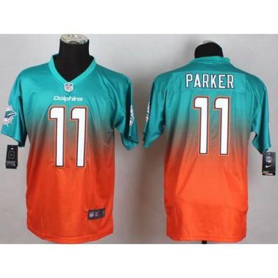 Nike Miami Dolphins #11 DeVante Parker Aqua Green/Orange Stitched NFL Elite Fadeaway Fashion Jersey