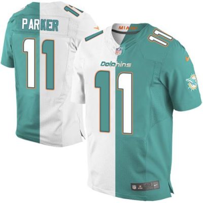 Nike Miami Dolphins #11 DeVante Parker Aqua Green/White Stitched NFL Elite Split Jersey