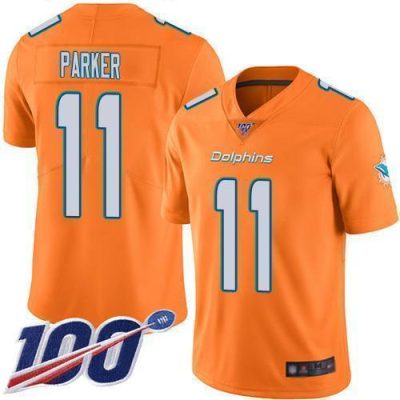 Nike Miami Dolphins #11 DeVante Parker Orange Stitched NFL Limited Rush 100th Season Jersey