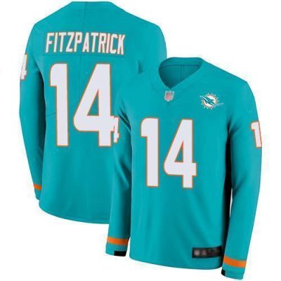 Nike Miami Dolphins #14 Ryan Fitzpatrick Aqua Green Team Color Stitched NFL Limited Therma Long Sleeve Jersey
