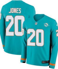 Nike Miami Dolphins #20 Reshad Jones Aqua Green Team Color Stitched NFL Limited Therma Long Sleeve Jersey