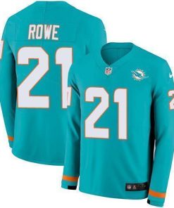 Nike Miami Dolphins #21 Eric Rowe Aqua Green Team Color Stitched NFL Limited Therma Long Sleeve Jersey