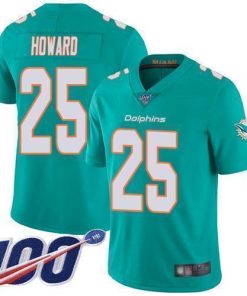 Nike Miami Dolphins #25 Xavien Howard Aqua Green Team Color Stitched NFL 100th Season Vapor Limited Jersey