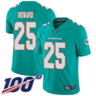 Nike Miami Dolphins #25 Xavien Howard Aqua Green Team Color Stitched NFL 100th Season Vapor Limited Jersey