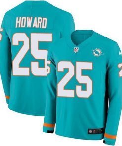 Nike Miami Dolphins #25 Xavien Howard Aqua Green Team Color Stitched NFL Limited Therma Long Sleeve Jersey