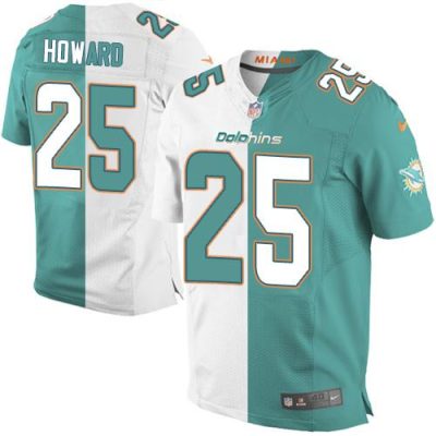 Nike Miami Dolphins #25 Xavien Howard Aqua Green/White Stitched NFL Elite Split Jersey