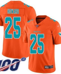 Nike Miami Dolphins #25 Xavien Howard Orange Stitched NFL Limited Inverted Legend 100th Season Jersey