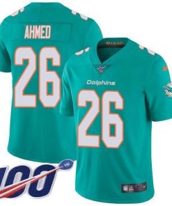 Nike Miami Dolphins #26 Salvon Ahmed Aqua Green Team Color Stitched NFL 100th Season Vapor Untouchable Limited Jersey