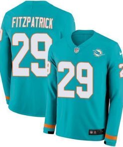 Nike Miami Dolphins #29 Minkah Fitzpatrick Aqua Green Team Color Stitched NFL Limited Therma Long Sleeve Jersey