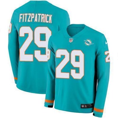 Nike Miami Dolphins #29 Minkah Fitzpatrick Aqua Green Team Color Stitched NFL Limited Therma Long Sleeve Jersey