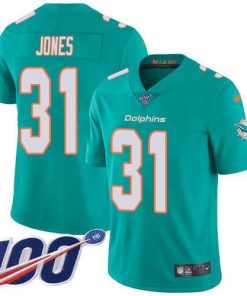 Nike Miami Dolphins #31 Byron Jones Aqua Green Team Color Stitched NFL 100th Season Vapor Untouchable Limited Jersey