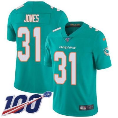 Nike Miami Dolphins #31 Byron Jones Aqua Green Team Color Stitched NFL 100th Season Vapor Untouchable Limited Jersey