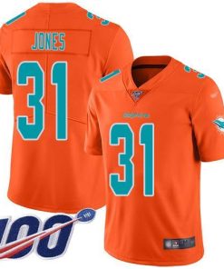 Nike Miami Dolphins #31 Byron Jones Orange Stitched NFL Limited Inverted Legend 100th Season Jersey