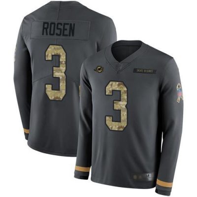 Nike Miami Dolphins #3 Josh Rosen Anthracite Salute to Service Stitched NFL Limited Therma Long Sleeve Jersey