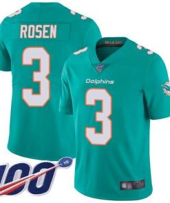 Nike Miami Dolphins #3 Josh Rosen Aqua Green Team Color Stitched NFL 100th Season Vapor Limited Jersey