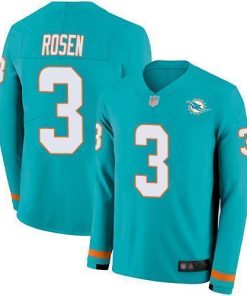 Nike Miami Dolphins #3 Josh Rosen Aqua Green Team Color Stitched NFL Limited Therma Long Sleeve Jersey