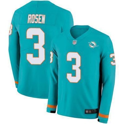 Nike Miami Dolphins #3 Josh Rosen Aqua Green Team Color Stitched NFL Limited Therma Long Sleeve Jersey