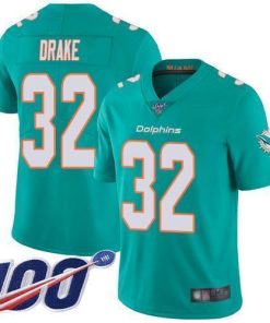 Nike Miami Dolphins #32 Kenyan Drake Aqua Green Team Color Stitched NFL 100th Season Vapor Limited Jersey