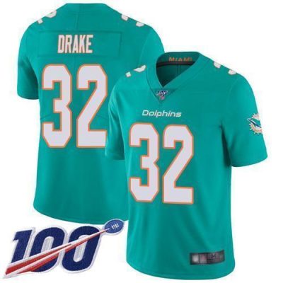 Nike Miami Dolphins #32 Kenyan Drake Aqua Green Team Color Stitched NFL 100th Season Vapor Limited Jersey