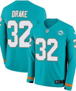 Nike Miami Dolphins #32 Kenyan Drake Aqua Green Team Color Stitched NFL Limited Therma Long Sleeve Jersey