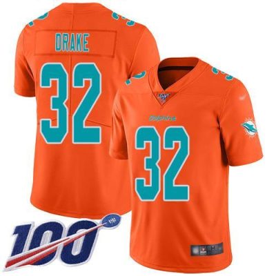 Nike Miami Dolphins #32 Kenyan Drake Orange Stitched NFL Limited Inverted Legend 100th Season Jersey