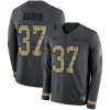 Nike Miami Dolphins #37 Myles Gaskin Anthracite Salute to Service Stitched NFL Limited Therma Long Sleeve Jersey