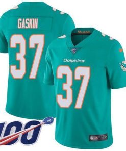 Nike Miami Dolphins #37 Myles Gaskin Aqua Green Team Color Stitched NFL 100th Season Vapor Untouchable Limited Jersey