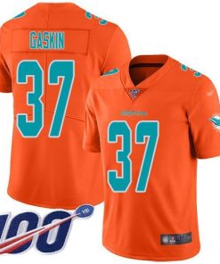 Nike Miami Dolphins #37 Myles Gaskin Orange Stitched NFL Limited Inverted Legend 100th Season Jersey