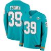 Nike Miami Dolphins #39 Larry Csonka Aqua Green Team Color Stitched NFL Limited Therma Long Sleeve Jersey