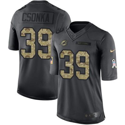 Nike Miami Dolphins #39 Larry Csonka Black Stitched NFL Limited 2016 Salute to Service Jersey