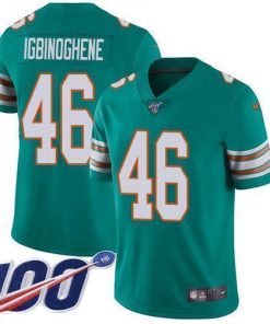 Nike Miami Dolphins #46 Noah Igbinoghene Aqua Green Alternate Stitched NFL 100th Season Vapor Untouchable Limited Jersey