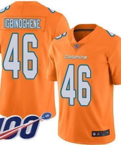 Nike Miami Dolphins #46 Noah Igbinoghene Orange Stitched NFL Limited Rush 100th Season Jersey
