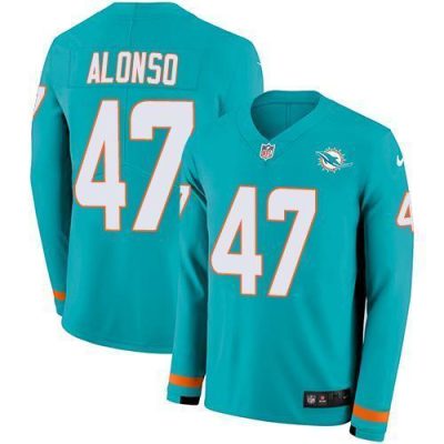 Nike Miami Dolphins #47 Kiko Alonso Aqua Green Team Color Stitched NFL Limited Therma Long Sleeve Jersey