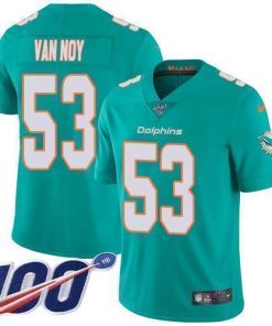 Nike Miami Dolphins #53 Kyle Van Noy Aqua Green Team Color Stitched NFL 100th Season Vapor Untouchable Limited Jersey