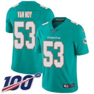 Nike Miami Dolphins #53 Kyle Van Noy Aqua Green Team Color Stitched NFL 100th Season Vapor Untouchable Limited Jersey