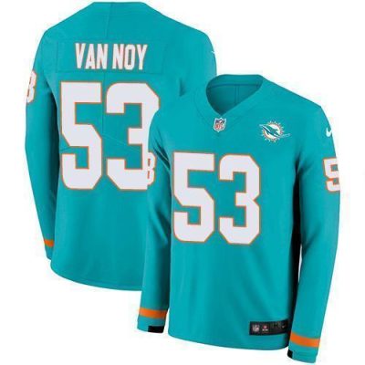 Nike Miami Dolphins #53 Kyle Van Noy Aqua Green Team Color Stitched NFL Limited Therma Long Sleeve Jersey