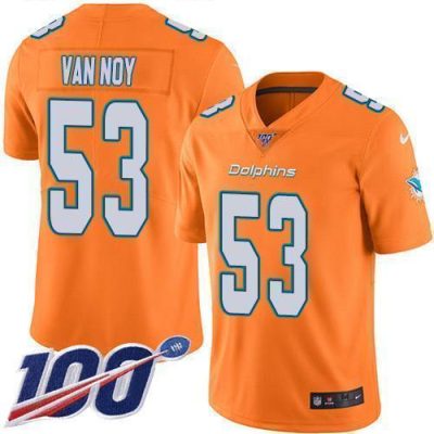 Nike Miami Dolphins #53 Kyle Van Noy Orange Stitched NFL Limited Rush 100th Season Jersey