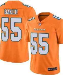 Nike Miami Dolphins #55 Jerome Baker Orange Stitched NFL Limited Rush Jersey