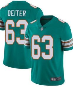Nike Miami Dolphins #63 Michael Deiter Aqua Green Alternate Stitched NFL Vapor Untouchable Limited Jersey