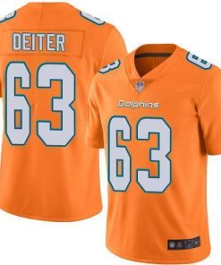 Nike Miami Dolphins #63 Michael Deiter Orange Stitched NFL Limited Rush Jersey