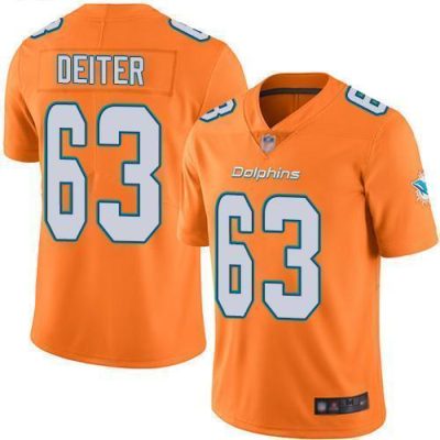 Nike Miami Dolphins #63 Michael Deiter Orange Stitched NFL Limited Rush Jersey