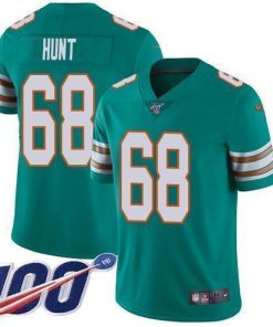 Nike Miami Dolphins #68 Robert Hunt Aqua Green Alternate Stitched NFL 100th Season Vapor Untouchable Limited Jersey