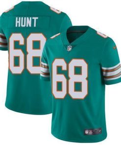 Nike Miami Dolphins #68 Robert Hunt Aqua Green Alternate Stitched NFL Vapor Untouchable Limited Jersey